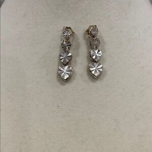 Elegant Gold and Silver Heart Drop Earrings